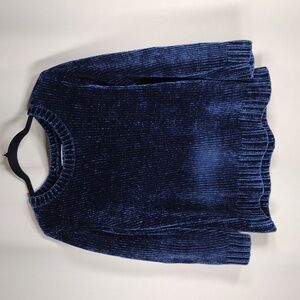 Orvis Chenille Sweater Women’s Medium Blue Crew Neck Pullover Fall